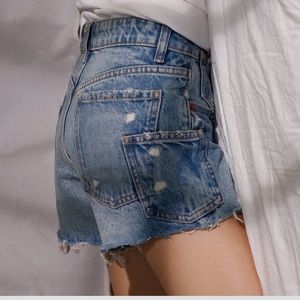 zara trf high rise denim shorts - 36 4